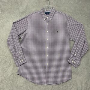 Ralph Lauren Shirt Size 17 Mens Purple Check Button Down Custom Fit